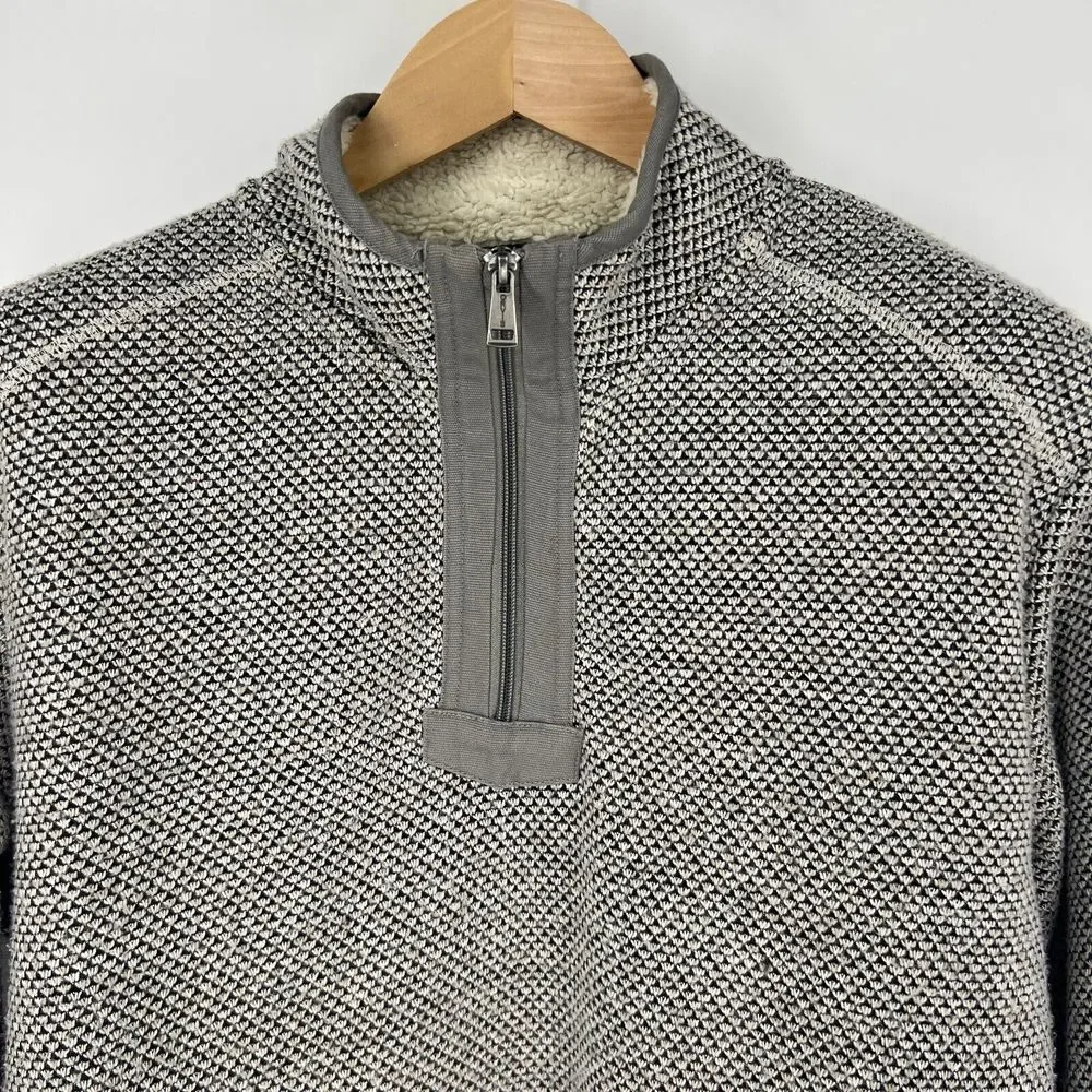 ORVIS Brighton 1/4 Zip Pullover Sweater Mens Size M Gray White Sherpa Lined‎